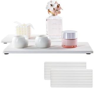 NiuYichee 2 PCS Water Absorbent diatomite Coasters, 12.2" x 5.5" Water Absorbing Stone Tray for Sink, Stone Drying mat for Kitchen Counter, Stone soap Tray Used for Hand Soaps & toiletries & Plants