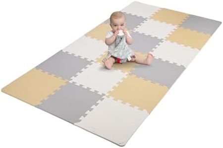 LIVINGbasics Baby Play Mat, 1cm Cushioned 18 pcs Puzzle Exercise Play Mat, 11.8"x 11.8" EVA Foam Mats Ideal for Kids Toddler, White Beige Grey