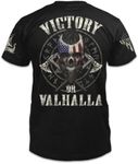 Victory or Valhalla T-Shirt Patriotic Tribute Tee | American Pride Veteran Shirt | 100% Cotton Apparel | Black, 3X-Large