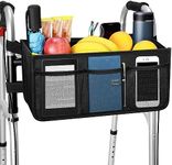 Upgrade Dotday Walker Basket Walker Bag Water Cup Holder, Foldable Walker Storage Bag with Big Capacity & Never Tipping Over, Best Gift for Family - Black (Not Fit Rollator Walkers)