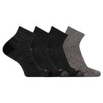 Merrell Men's and Women's Midweight Cushion Quarter Ankle Socks 4 Pair Pack, Black, 9.5-12, Black, Medium