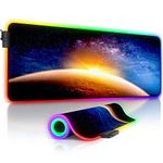 TITANWOLF - RGB Gaming Mouse Mat - 800x300 mm - XXL Extended Large LED Mouse Pad - 7 Multi Colour and 4 Effect Modes – Non Slip Rubber Base - Mice Mat for MacBook Roccat Razer PC – Stars Mars