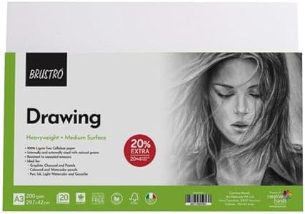 BRUSTRO A3 Drawing Paper Sheet - 200 GSM | Ideal for Watercolor, Sketching, Drawing, Colouring, School Assignments and Office Work | 11.7 x 16.5 inches | Pack of 20 + 4 Free |24 Sheets