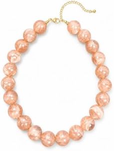 Pink Chunky Beaded Necklace, 20mm Round Beads Boho Statement Choker Women