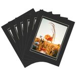 ZBEIVAN Black over Black 11x14 Double Mats for 8x10 Photos, Prints, and Artwork, White Core Bevel Cut, (6 Black 8.5x11 Opening+6 Black 8x10 Opening)