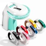 Vixic Omega S Embossing Label Maker, 3D Vintage Embossed Label Maker, Portable Embosser Handheld, Label Maker Machine with Tape, 6 Rolls Emboss Tapes for Office Home DIY Organization, Green
