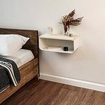 Ultimate Premium Products Floating Nightstand with Spruce Top | Modern Bedroom Decor | Minimalist Wall-Mounted Bedside Nightstand| Wall Mounted Shelf | Cloudy Oasis: Serene White