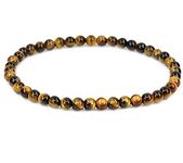 SIMPLÍ BASIC Natural Tiger Eye Healing Gemstone Bracelet 4mm Bead | Luck | Decision Maker | Remove Negative Energy | Anxiety Bracelet | Inc Gift Box