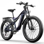 Shengmilo E Bike Electric Bike 26 Inch fully E-Mountain Bike E-Bike 48V 17.5AH Battery 7-Speed shifting electric cycling with Fat Tire, mechanical disc brake and aluminum frame