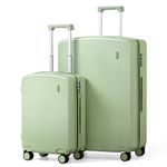 Hanke Hard Shell Luggage Sets 2 Pieces, 20/28 Inch Carry On Luggage with Wheels Lighweight TSA Luggage Extra Large Luggage for Travel Checked Suitcase(Bamboo Green)