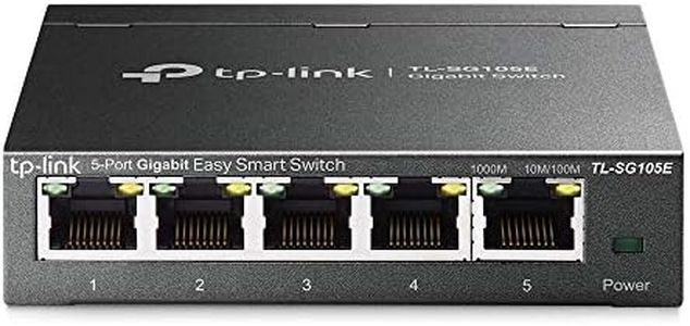 TP-Link 5 Port Gigabit Ethernet Easy Smart Switch, Unmanaged Pro, Plug and Play, Desktop/Wall-Mount, Sturdy Metal W/ Shielded Ports, Limited Lifetime Protection, Support QoS, Vlan, IGMP and Link Aggregation (TL-SG105E)