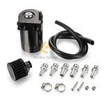 Madlife Garage 300ml Universal Aluminum Oil Catch Can with Breather Aluminum Compact Dual Cylinder Polish Baffled Engine Air Oil Separator Tank