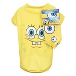 SpongeBob SquarePants for Pets Yellow Shirt for Dogs and Bandana Combo- Size Small | Soft and Comfortable Spongebob Clothes for Dogs- Lightweight T Shirt and Dog Bandana