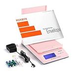 MUNBYN Digital Postal Scale Canada, 66lbsx0.1oz Shipping Scale Canadian, with Soft Tape Measure, Hold Tare Pcs Fonciton, Batteries AC Adapter Included, Pink