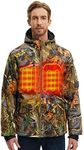 CONQUECO Men's Soft Shell Heated Jacket Waterproof Camo Hunting Hoodie Jacket with Battery Pack (M)