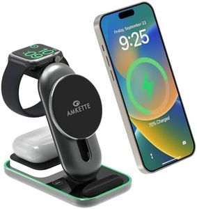 Amkette PowerPro Air 900 23W 3-in-1 MagSafe Wireless Charger for iPhone16, 16Plus, 16Pro, 16ProMax, 15, 14, 13, 12 Series | Airpods 4th, 3rd, 2nd gen/Pro, Pro2 | Apple Watch 10/9/8/7/6/5/4/ SE/Ultra