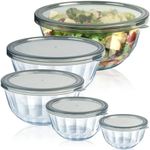 Glass Mixing Bowls with Lids Sets, 