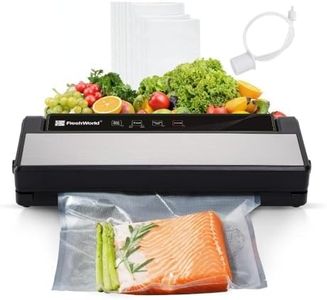 Fresh World Vacuum Sealer Machine, Food Sealer Machine 75KPA Automatic for Food Saving Dry/Moist Mode, Air Suction Hose, One-Touch,High Suction Power Compact Design with 10 Vacuum Sealer Bags