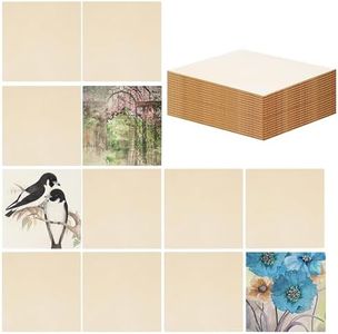 BELLE VOUS Tranche de Bois Brut (Lot de 30) - Plaque Bois Naturel Carré 10 x 10 cm et 2,5 mm d’Épaisseur - pour Artisanat, Dessous de Verre Bois, Bois pour Pyrogravure et Peinture