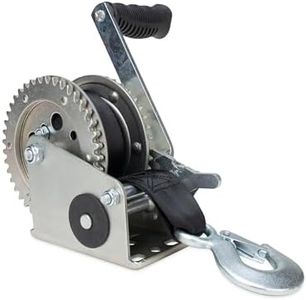 Camco 50000, Trailer Boat Winch | Features a 2-Way Ratchet & 20-Foot Strap with a 2,000lb Weight Capacity