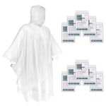 TORASO Rain Ponchos for Adults Disposable Drawstring Hood Clear Rain Poncho Emergency Raincoats,Waterproof,10 Packs.CA