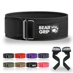 BEAR GRIP - Self-Locking Weight Lifting Belt, Premium Weightlifting Belt for Crossfit, Power Lifting, Bodybuilding, Lifting Belt for Men and Women, Workout Belt for Liftin (Black, S)