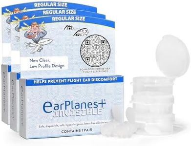 EarPlanes+ Invisible Airplane Travel Ear Protection Clear Low-Profile Design (Medium, 3, Count)