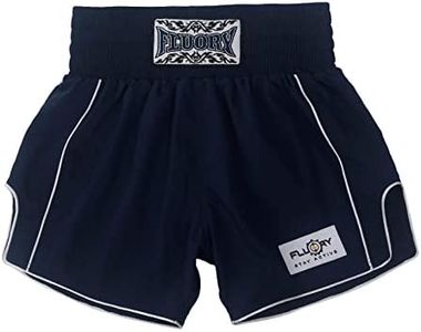 FLUORY Muay Thai Shorts Simple Stylish Boxing Shorts Soft Smooth Nylon Fighting Grapple Workout Shorts(Navyblue)