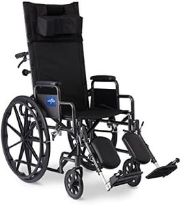 Medline Reclining Wheelchair, Desk-Length Arms and Elevating Leg Rests, 16" x 18" Seat (W x D), Black