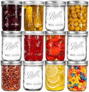 Ball Wide Mouth Mason Jars 16 oz. (12 Pack) - Pint Size Jars with Airtight Lids and Bands for Canning, Fermenting, Pickling, Meal Prep or DIY Decors and Projects Bundled with Peaknip Jar Opener