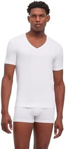 FALKE Men's Daily Comfort 2-Pack Deep V-Neck Undershirt, Skin-Friendly, Breathable, Egyptian Cotton, Ultra Soft, White (White 2000), L, 2 Pieces