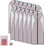 Hanging Garment Bag Breathable Clothes Covers with Zip (Set of 12) Covers Bags Dress Bag Covers Garment Bags Mens Dust Cover for Wardrobe Storage and Travel (Black, 24'' x 60'')