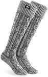 CityComfort Women Slipper Socks - Knee High Socks Cable Knit Cosy Over The Knee Socks UK Size 4-8 - Gifts for Her (Black/Grey)