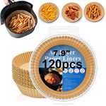 120PCS Air Fryer Liners, 7.9inch Round Air Fryer Disposable Paper Liners, Non-Stick Baking Paper for Air Fryer, Food Grade Parchment Compatible with COSORI, Ninja, Tower Air Fryer