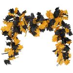 RECUTMS 2 Pcs Fall Leaves Fall Oak Leaves Garland Fall Decor Autumn Decor for Home Artificial Oak Leaves Garland Thanksgiving Decor for Home Wedding Fireplace Party(Black and Yellow)