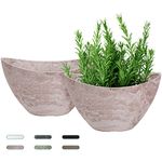 LaDoVita Plant Pots with Drainage Holes, 12 Inch Large Oval Planters for Indoor Plants, Plastic Flower Pots Outdoor, Set of 2 Pack, Brown