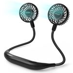 AMACOOL Neck Fan 2600mah Battery Operated Neckband Fan Hand-Free Wearable Personal Fan for Hot Flashes Home Office Travel Outdoor Sports