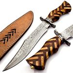 BK328 Fixed Blade Stunning Custom Handmade Damascus Hunting Knife, Strong Rosewood Comfortable Handle For Outdoor, Hunting, Camping, Survival, Bushcraft Ideal Unique Knife With Scabbard15" Overall