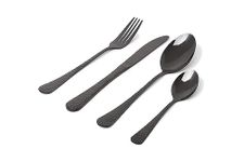 Sabichi 197269 Black Hammered 16pc Cutlery Set, Flatware Set for Four People, Includes Table Knife, Fork, Spoons