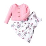 PATPAT Baby Girls Dress and Cardigan Sets 2 PCS Baby Girl Animal Print Dress and Long Sleeve Cardigan Set