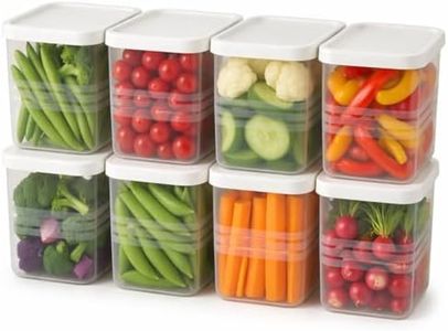 Satpurush Fridge Storage Boxes (Pack of 8) Freezer & Refrigerator Organizer Containers Kitchen Storage Container Set Kitchen Accessories Items for Home 1200 ml Food Storage Box, Plastic, White