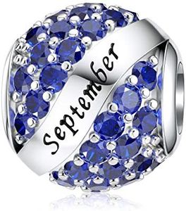 JIAYIQI September Birthstone Charms for Pandora Charms Bracelet 925 Sterling Silver Openwork Bead for Bracelet and Necklace, Christmas Birthday Mother's Day Jewelry