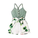 Toddler Baby Girls Summer Clothes Teen Kids Sleeveless Rompers Jumpsuit Overalls One-Piece Skirt Outfits Green 3-4T