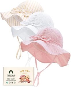 FURTALK 3 Pack Baby Sun Hat Toddler Beach Hat Girls UPF 50+ Wide Brim Infant Kids Summer Adjustable Sun Protection