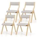 GORELAX Folding Dining Chairs Set of 4, Wooden Foldable Chair w/Padded Seats, Assembled Portable Folding Kitchen Chiars for Apartment, Office, Wedding Party (4, Grey+Natural)