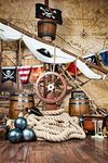 AOFOTO 5x7ft Pirate Ship with Flag Backdrop Vintage Corsair Boat Rudder Photography Background Marine Sailor Children Nautical Themed Party Decoration Banner Photo Studio Props Boy Kid Vinyl Wallpaper