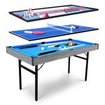 5in1 Multi-fuction Games Table,Folding Multi Game Combination Table Set with Ping Pong, Pool Billiards, Air Hockey, Bowling, and Shuffleboard for Indoor, Outdoor