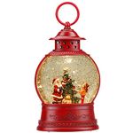 HOLYHOM Santa Snow Globe Lighted Christmas Decorations, Musical Christmas Snow Globe Lantern with Swirling Glitter,Christmas Holiday Party Gifts and Decorations