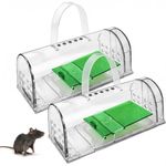 2 Pack Humane Mouse Traps for Indoors and Outdoors, Live Catch Mouse Trap, Pet & Children Friendly, Reusable, Washable Mice Trap for Effective Rodent Control, No Kill Rat Traps Catcher