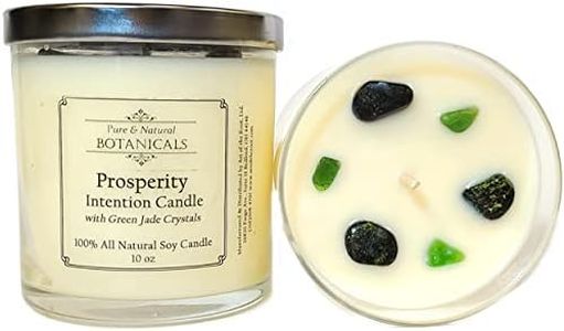 Prosperity Soy Intention Candle | All Natural & Non-Toxic | Jade Crystals, Herbs & Essential Oils | Good Fortune, Money, Abundance & Wealth Rituals | Magick, Spiritual, Wiccan & Pagan